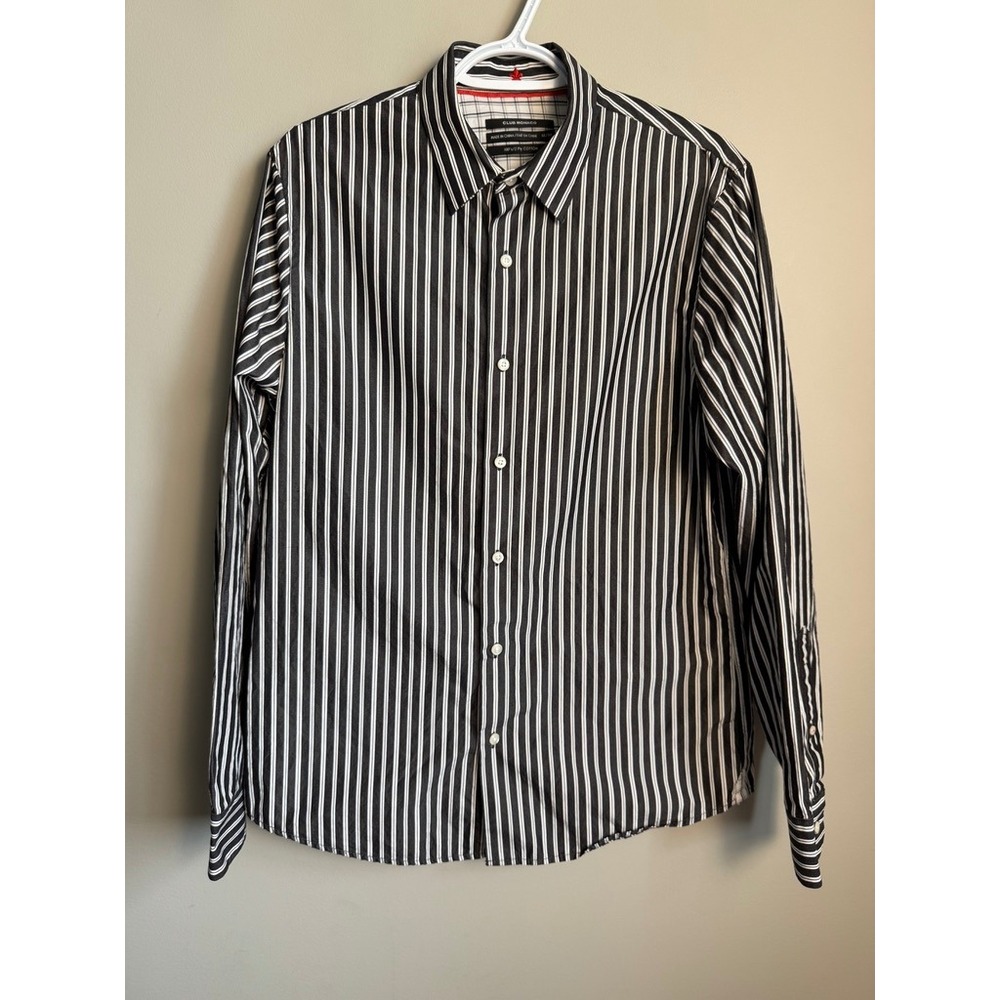 Club Monaco Striped Long Sleeve Button Up Shirt Mens‎ Medium Preppy Office Retro